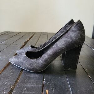 Nine West Black Fabric Pumps Heels Pointed Toe Women's 7.5 Houndstooth